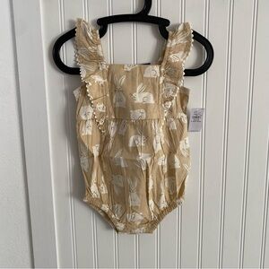 Old Navy Baby Girls Toddler Bunny Rabbit Ruffle-Trim One-Piece Romper 18-24m